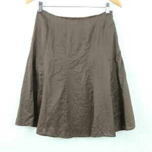 Vintage Size 4 A Line Skirt Brown Linen Preppy Country Club Twee Fairy Grunge